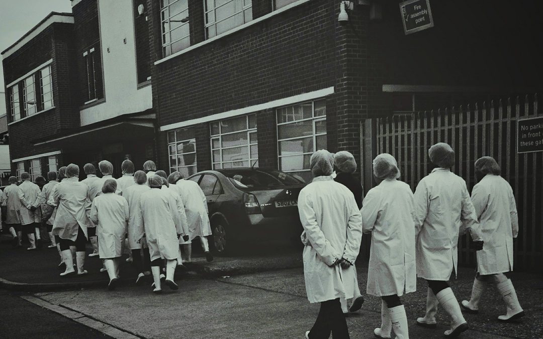 black and white photo of scientists walking