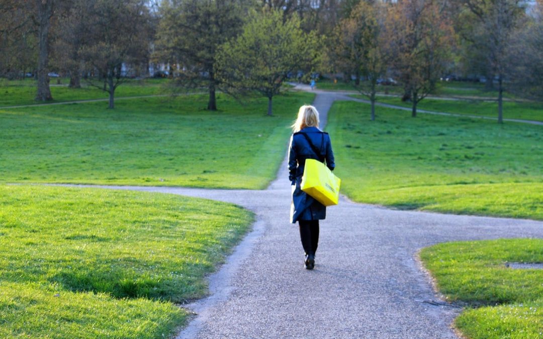 woman walking in park