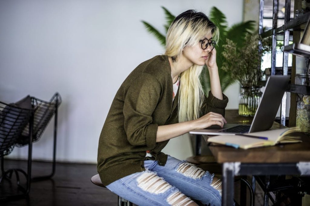 woman doing computer work