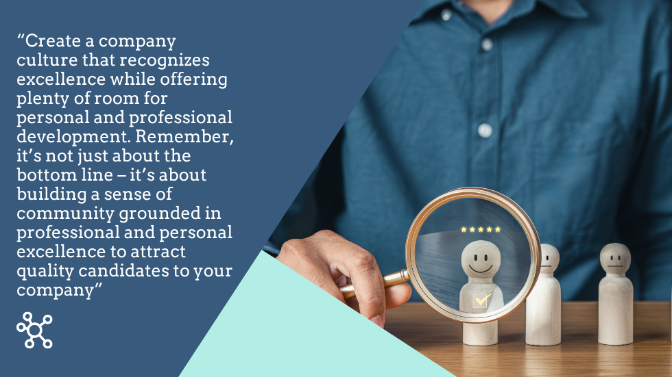Man holding magnifying glass up to wooden statues or people trying to find the right person.